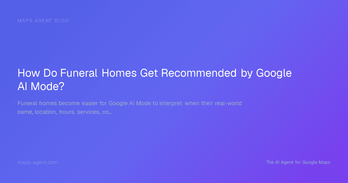Branded search card connecting funeral home facts to AI