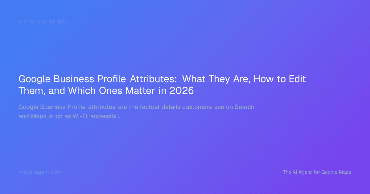 Google Business Profile attributes flow showing edit, review, and troubleshooting steps