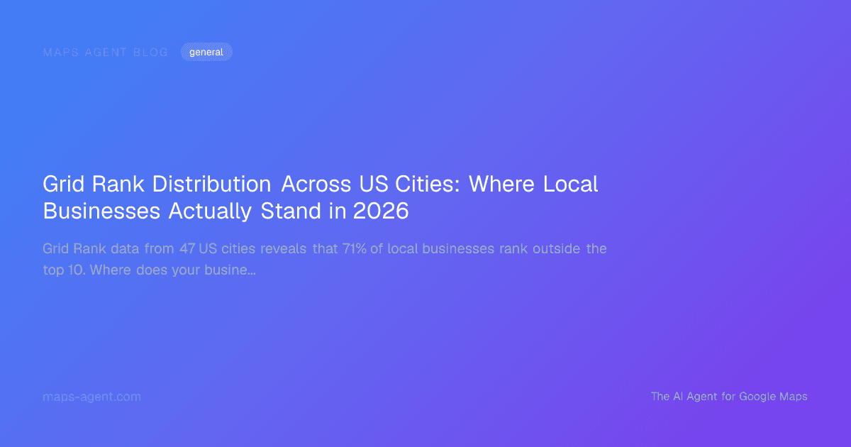 Grid Rank Distribution Across US Cities: Where Local Businesses Actually Stand in 2026 — Maps Agent Blog hero card