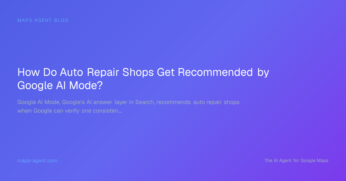 Auto repair shop owner reviewing Google AI Mode signals on a laptop
