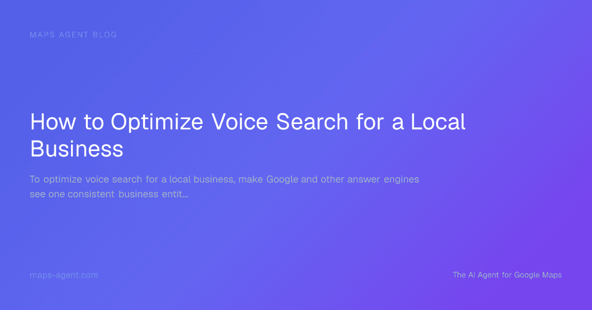 Diagram showing voice search optimization signals for Google Business Profile, reviews, citations, schema, and visibility metrics
