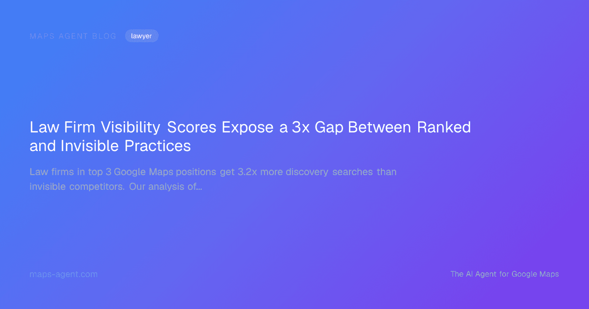 Law Firm Visibility Scores Expose a 3x Gap Between Ranked and Invisible Practices — Maps Agent Blog hero card