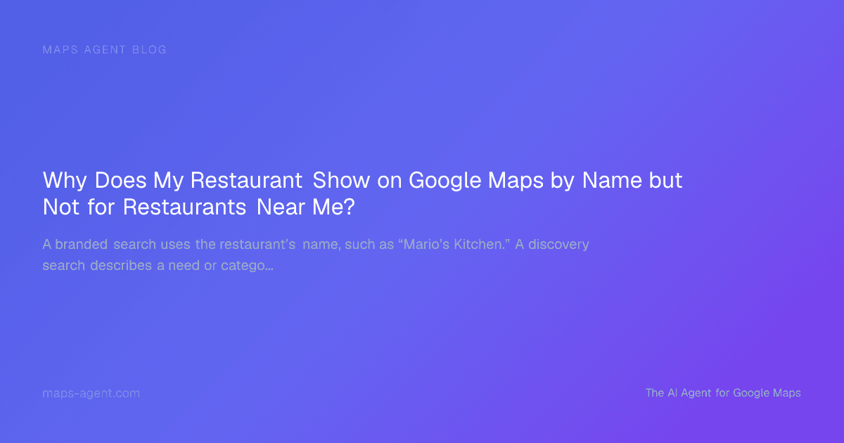 Restaurant profile between branded and nearby Google Maps search paths