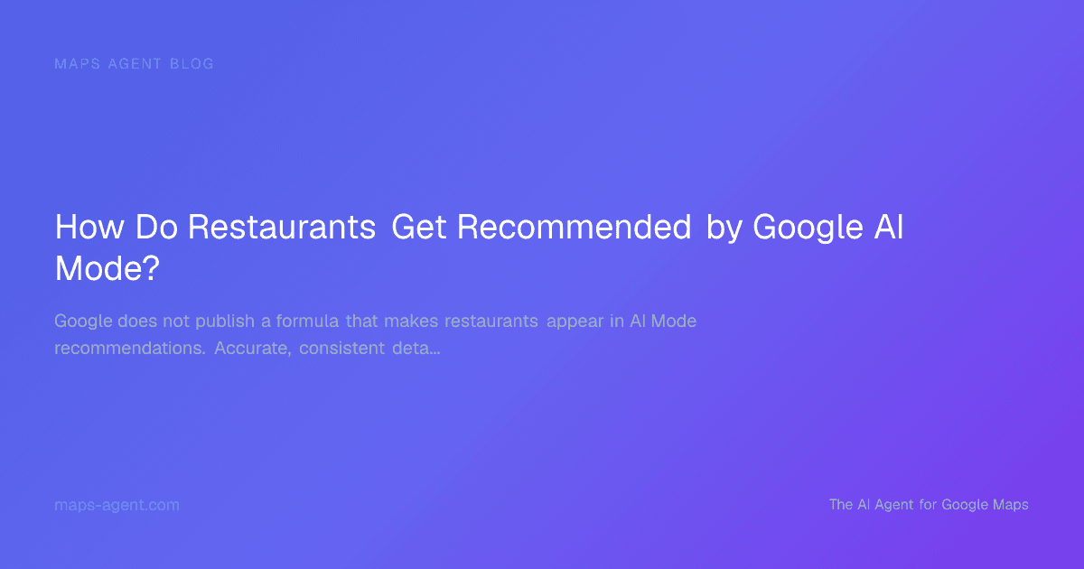 Restaurant profile, menu, reviews, hours, and booking signals diagram